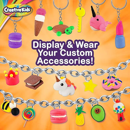 Creative Kids Clay Charms - Sculpt Over 30 Various Clay Charms - Make Charm Bracelets and Keychains with 13 Air Clay Colors - Great Kids Activity Birthday Gift for Boys and Girls Ages 6+