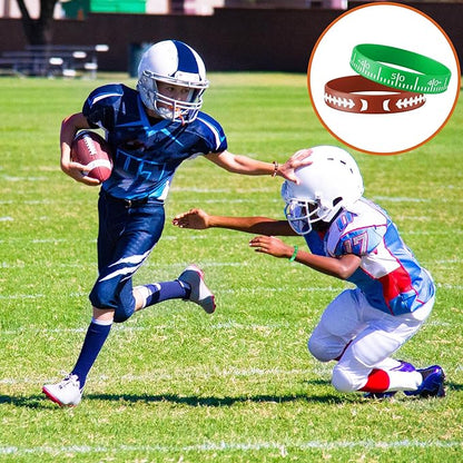 Lesnala 48 PCS Football Silicone Wristband Rugby Bracelets for Kids and Adults Motivational Sports Themed Party Supplies Classroom Rewards 6 Styles