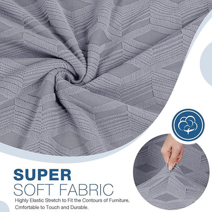 TAOCOCO Recliner Sofa Covers Stretch Reclining Couch Cover, Jacquard Recliner Couch Cover for 3 Seat Furniture Protector Sofa Slipcovers with Elastic Bottom for Kids, Pets (Light Grey)