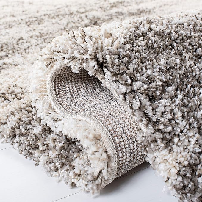 SAFAVIEH Hudson Shag Collection Area Rug - 9' x 12', Ivory & Grey, Abstract Design, Non-Shedding & Easy Care, 2-inch Thick Ideal for High Traffic Areas in Living Room, Bedroom (SGH203A)