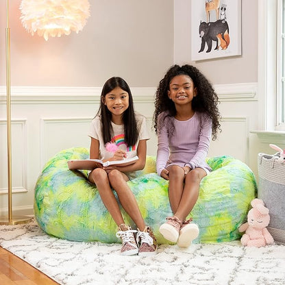 Jaxx Sofa Saxx Bean Bag Couch - 4 Foot - Faux Fur, Firefly Yellow