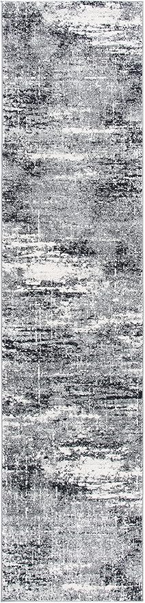 SAFAVIEH Evoke Collection 2'2" x 13' Ivory/Dark Grey EVK272G Modern Abstract Non-Shedding Entryway Foyer Living Room Kitchen Runner Rug