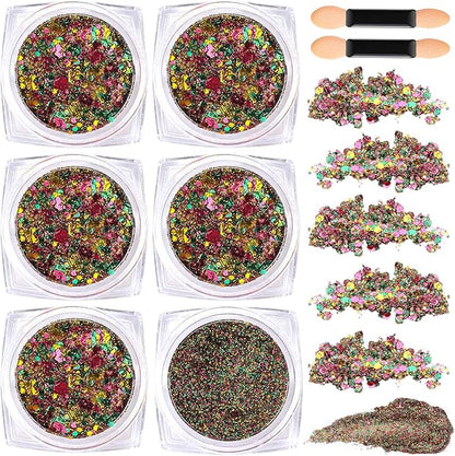 Teenitor Body Glitter Face Glitter, Gold Purple Green Mixed Festival Glitter, Hair Glitter Gel for Festival Rave