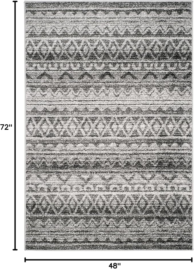 SAFAVIEH Adirondack Collection Accent Rug - 4' x 6', Ivory & Charcoal, Moroccan Boho Distressed Design, Non-Shedding & Easy Care, Ideal for High Traffic Areas in Foyer, Living Room, Bedroom (ADR119N)