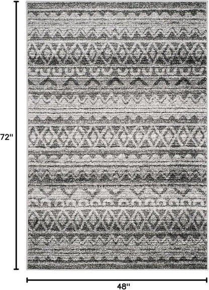 SAFAVIEH Adirondack Collection Accent Rug - 4' x 6', Ivory & Charcoal, Moroccan Boho Distressed Design, Non-Shedding & Easy Care, Ideal for High Traffic Areas in Foyer, Living Room, Bedroom (ADR119N)