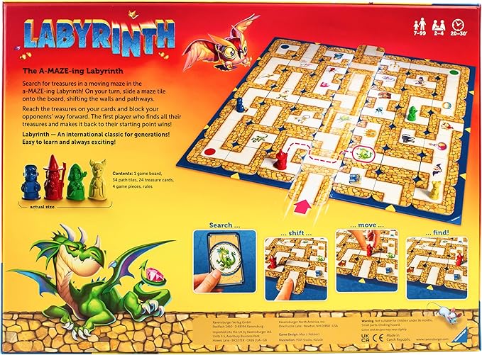 Ravensburger Labyrinth - Enthralling Family Board Game | Ideal for Kids and Adults Aged 7 and Up | Offers Great Replay Value | Designed for 2-4 Players | Globally Celebrated | ASIN: 26448