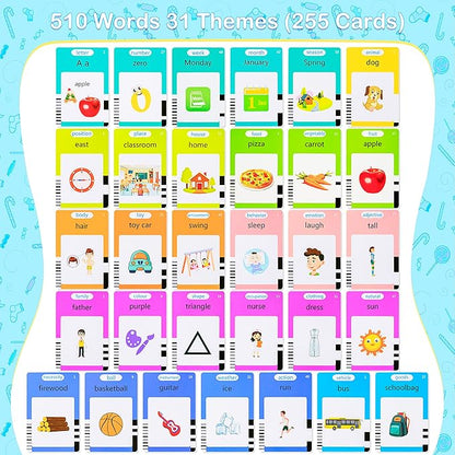 510 Talking Flash Cards for Kids 2-4 - Pocket Speech Therapy Toys for Autism, Montessori Learning