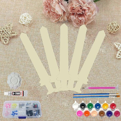 Wooden Toy Sword 5 Sets/DIY Wooden Art Craft for Kid Painted Imitation Diamond Kit - Handmade DIY- Paint-Paste Diamond Wooden Toy Sword, Blank Wooden Sword Make Your own Sword