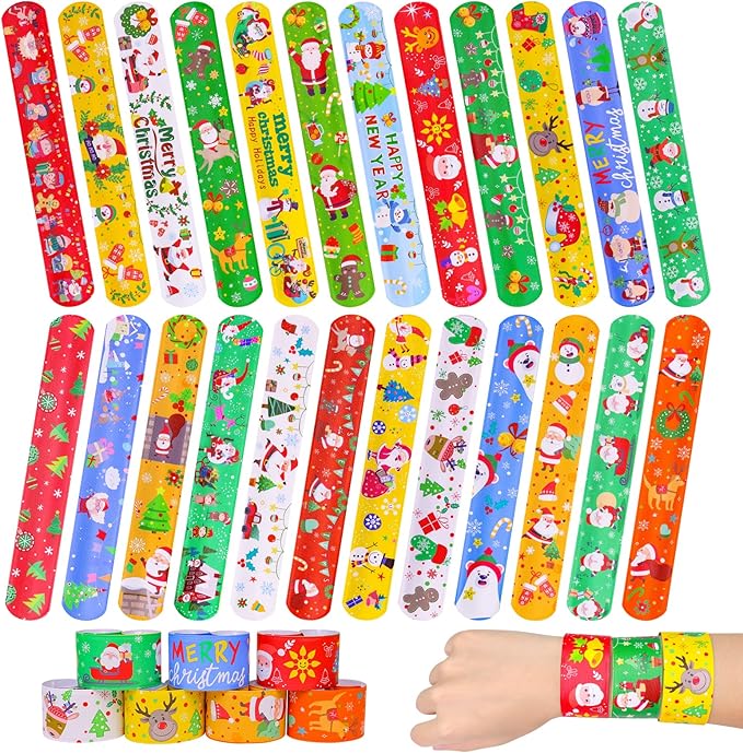MGparty 72pcs Christmas Slap Bracelets Party Favors Toys for Kids Xmas Party Favors Christmas Stocking Stuffers Gifts Birthday Gifts (Christmas)