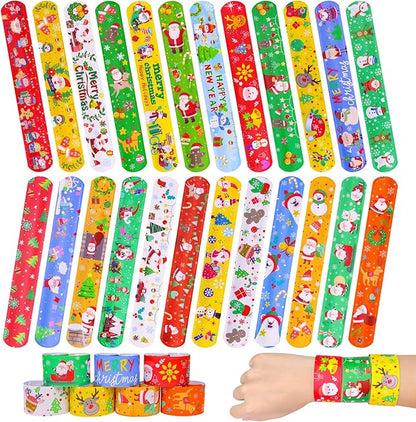 MGparty 72pcs Christmas Slap Bracelets Party Favors Toys for Kids Xmas Party Favors Christmas Stocking Stuffers Gifts Birthday Gifts (Christmas)
