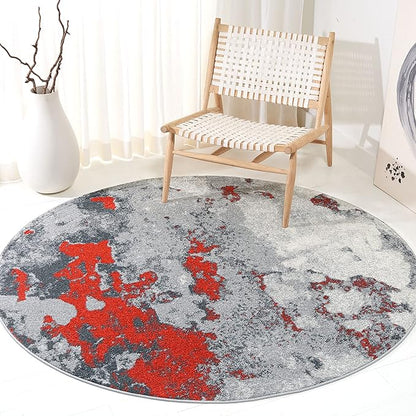 SAFAVIEH Adirondack Collection 6' Round Orange / Grey ADR134P Modern Abstract Non-Shedding Dining Room Entryway Foyer Living Room Bedroom Area Rug
