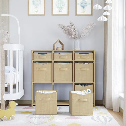 Cube Storage Organizer with Storage Bins Included - The Perfect Closet Organizers and Storage Solution. Includes 9 Storage Cubes, Great For Toy Storage, Closet Storage, Clothes Storage (Beige)