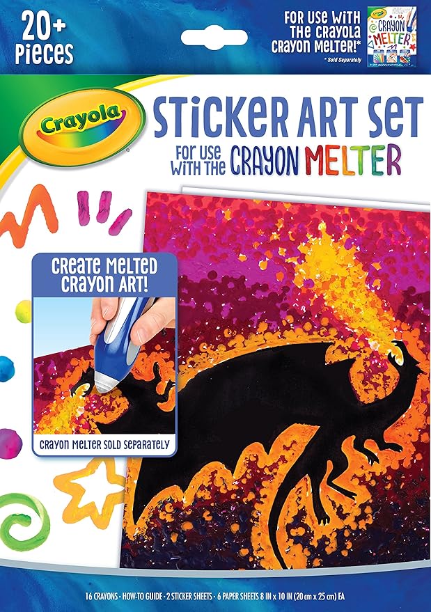 Crayola Silhouette Art Sticker Kit, Crayon Melter Expansion, Gift for Kids, 8, 9, 10, 11, Multicolor (04-0389)