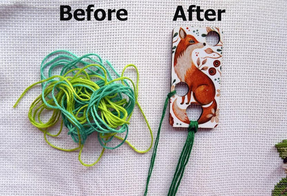 Floss drop for cross stitch fox wooden floss drops cross stitch thread drops organizer floss drop for cross stitch kit fox embroidery floss storage holders for threads cross stitch retreat gifts