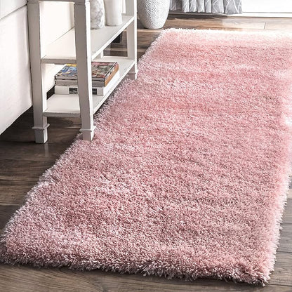 nuLOOM Gynel Contemporary Shag Runner Rug, 2' 8" x 8', Baby Pink