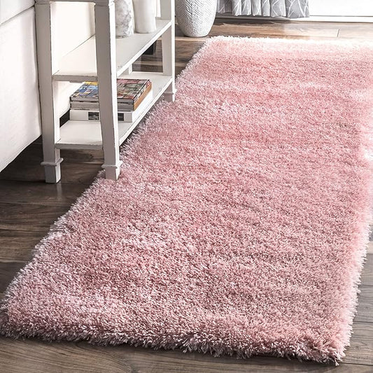 nuLOOM Gynel Contemporary Shag Runner Rug, 2' 8" x 8', Baby Pink