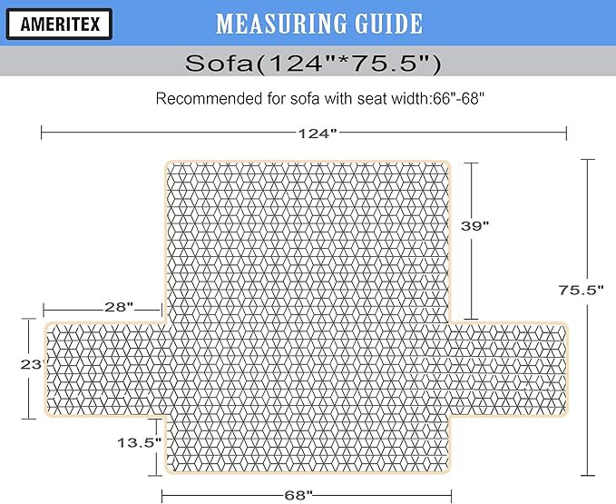 Ameritex Couch Sofa Slipcover 100% Waterproof Nonslip Quilted Furniture Protector Slipcover for Dogs, Children, Pets Sofa Slipcover Machine Washable (Beige, 68'')