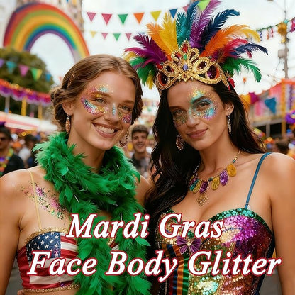 AROIC Face Glitter, 14Pcs St Patricks Day Accessories, Body & Hair Glitter Gel Sparkle Makeup Party Rave Outfits, Concerts Festival Face Paint，Rave Accessories Music Festivals Black Light Party