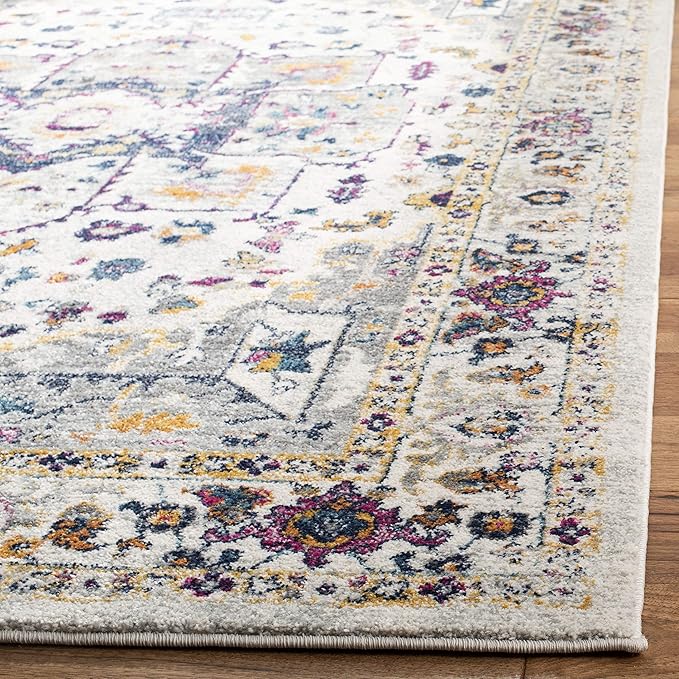 SAFAVIEH Evoke Collection 2'2" x 7' Ivory/Grey EVK275A Oriental Medallion Distressed Non-Shedding Living Room Entryway Foyer Hallway Bedroom Runner Rug