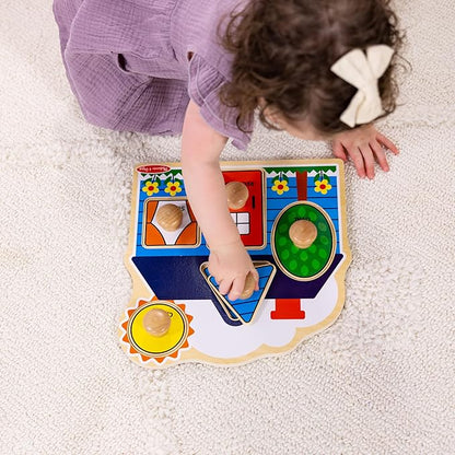 Melissa & Doug First Shapes Jumbo Knob Wooden Puzzle - Wooden Peg Chunky Baby Puzzle, Preschool Learning Shapes Knob Puzzle Board For Toddlers Ages 1+