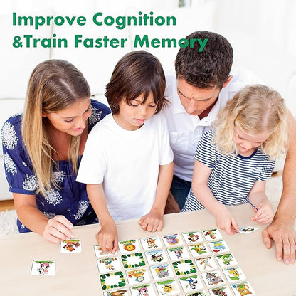Hebayy Memory Matching Game, 72 PCS Animals Matching Cards for Toddlers 36 Designs Memory Cards Educational Learning Toys for Preschool 4 5 6 Years Old