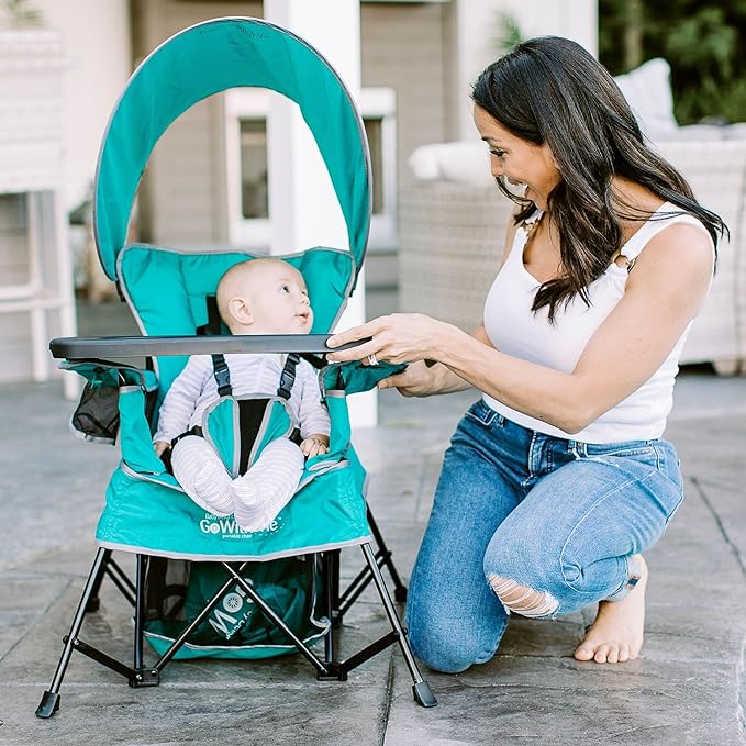 Baby Delight Go with Me Venture Portable Chair | Indoor and Outdoor | Sun Canopy | 3 Child Growth Stages | Teal