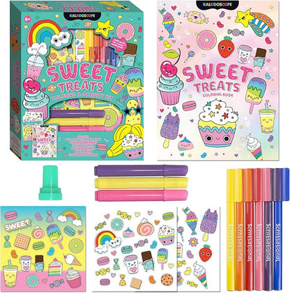 Hinkler Kaleidoscope: Sweet Treats Coloring & Activity Kit - Kids Cute Dessert Themed Coloring Book w/Scented Stationery & Stickers, Ages 6+