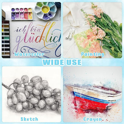 100 Sheets Cotton Watercolor Paper Bulk, 8.5" x 11" 140 lb/300 GSM Cold Press Water Color Paper White Paint Paper Suitable for Kids Adult Watercolor Drawing