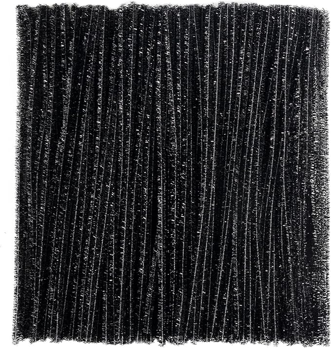 Caydo 200 Pieces Glitter Black Pipe Cleaners,Thick Fluffy Chenille Stems, Pipe Cleaner Crafts for Arts & Crafts, Perfect for Making Animals, Flowers, and Festive Decorations