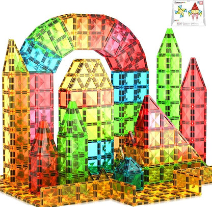 PicassoTiles Magnet Tile Building Blocks Mini Diamond Series Magnetized Toy Travel Size Compact Portable Magnetic Construction Block STEM Sensory Toy Early Education Learning Kids Ages 3+ PTM36