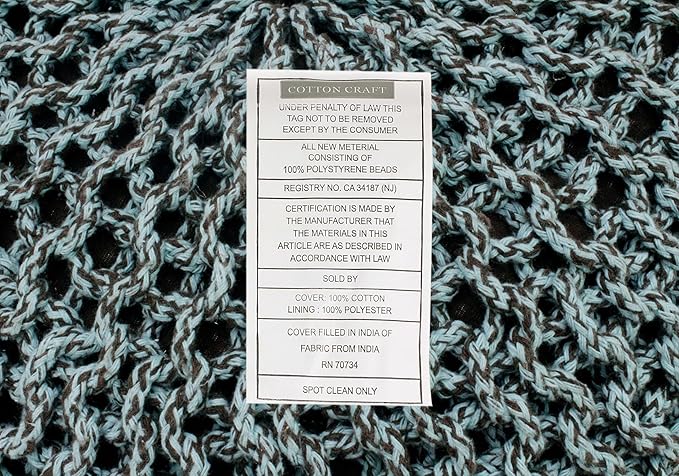 COTTON CRAFT - Hand Knitted Cable Style Tweed Dori Pouf - Spa-Chocolate - Floor Ottoman - Cotton Braid Cord - Handmade & Hand Stitched - Truly one of a Kind Seating - 20 Dia x 14 High