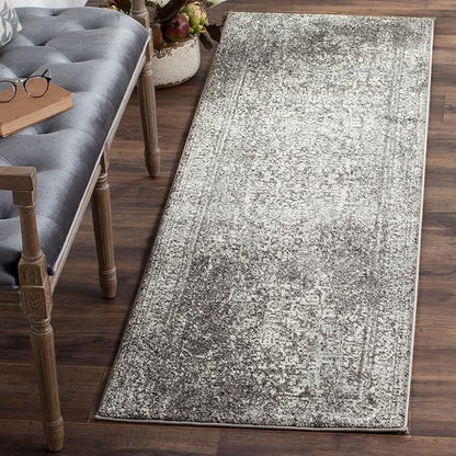 SAFAVIEH Evoke Collection 2'2" x 11' Grey/Ivory EVK256D Oriental Distressed Non-Shedding Living Room Bedroom Runner Rug