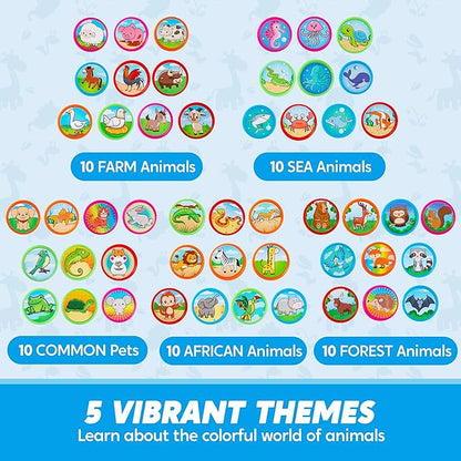 JOYIN 50 Pcs Animal Stamps for Kids, with 50 Different Designs, Farm,Sea Animals,Stamps for Crafting, Prize Box Toys for Classroom, Kids Party Favor