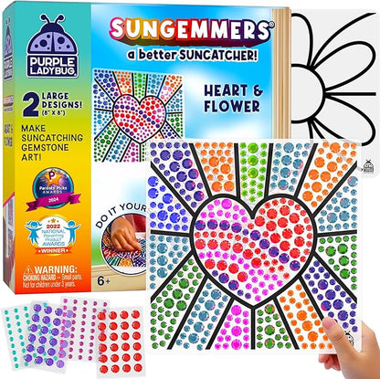 PURPLE LADYBUG Sungemmers Window Art Suncatcher Kits - Valentines Day Gifts for Kids, Easter Basket Stuffers, Crafts for Kids Ages 4-12, Fun Toys for Girls & Boys Ages 6 & Up
