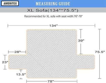 Ameritex Couch Sofa Slipcover 100% Waterproof Nonslip Quilted Furniture Protector Slipcover for Dogs, Children, Pets Sofa Slipcover Machine Washable (Dark Grey, 78")