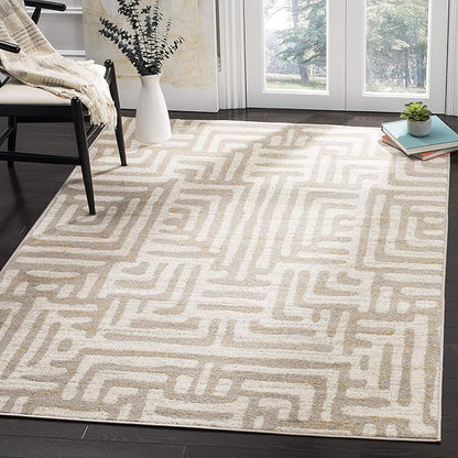 SAFAVIEH Amsterdam Collection Accent Rug - 3' x 5', Ivory & Mauve, Modern Abstract Design, Non-Shedding & Easy Care, Ideal for High Traffic Areas in Entryway, Living Room, Bedroom (AMS106A)