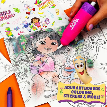 Horizon Group USA Dora Ultimate Activity Backpack, 10+ Creative Projects in a Reusable Bag, Less-Mess Toddler Toys, Road Trip Essentials for Kids, Great Airplane Toy, Dora Purple