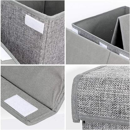 popoly Large Toy Box Storage with Lid, Collapsible Sturdy Toy Chest Storage Bin Box with Rivets Handles for Kids, Boys, Girls, Nursery, Playroom, Living Room, Bedroom, 25"x 13" x 16" (Linen Gray)