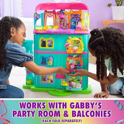 DREAMWORKS GABBY'S DOLLHOUSE, 14 Pc Celebration Dollhouse, 25-Inches Tall, with Toy Figures, Doll House Furniture & 10 Sounds, Kids Toys for Girls & Boys Ages 3+