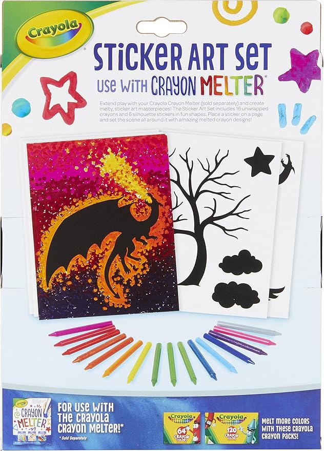 Crayola Silhouette Art Sticker Kit, Crayon Melter Expansion, Gift for Kids, 8, 9, 10, 11, Multicolor (04-0389)