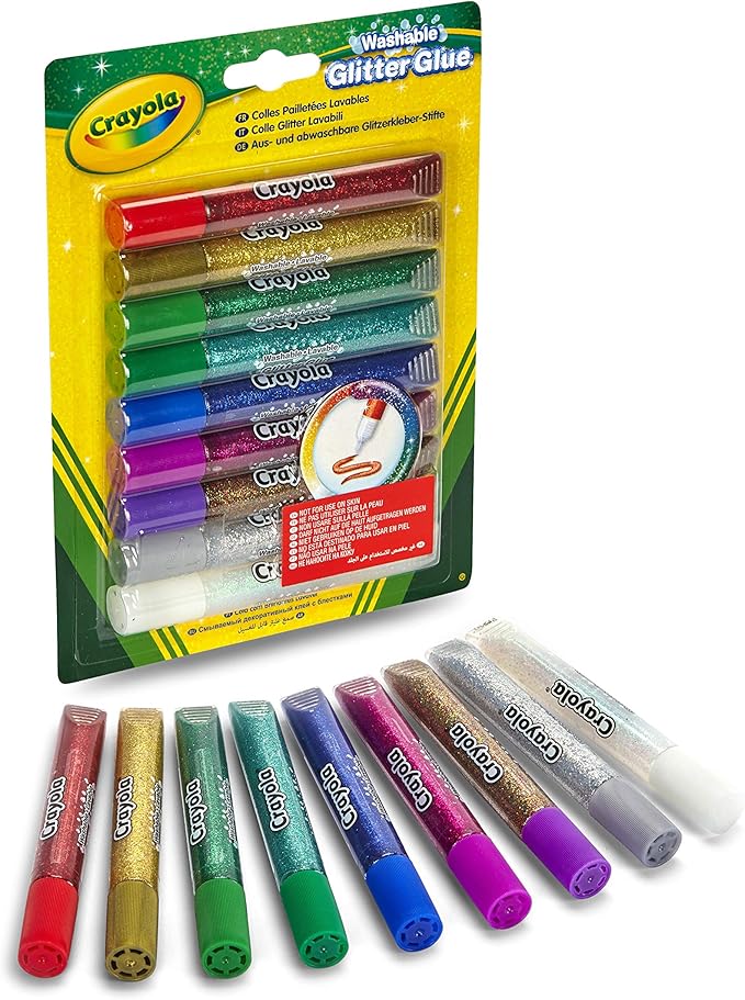 Crayola Washable Glitter Glue Pens, 9 Count, Colors may vary