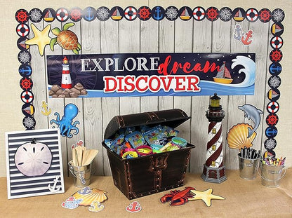 Teacher Created Resources Large Plastic Treasure Chest Classroom Rewards Pirate Party Goody Box (TCR8759) (Pack of 6)