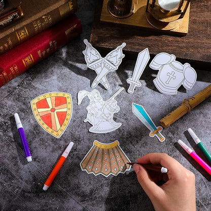 32 Sets Armor of God Magnets Crafts Color Your Own Armor of God Magnet for Kids DIY Religious Coloring Magnet Ornaments for VBS Sunday School Home Classroom Activities Art Party Favors