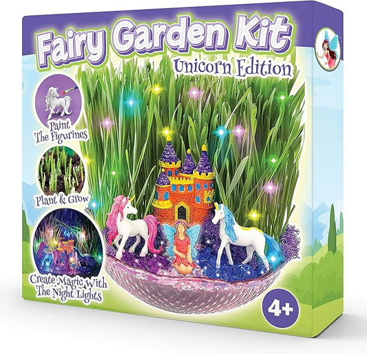 Unicorn Fairy Garden Kit for Kids | Light Up Fairy Unicorn Terrarium Kit | Science STEM Toys Presents | Unicorn Arts and Crafts Stuff for Little Girls Age 4 5 6 7 8-12 Year Old Girl Gift