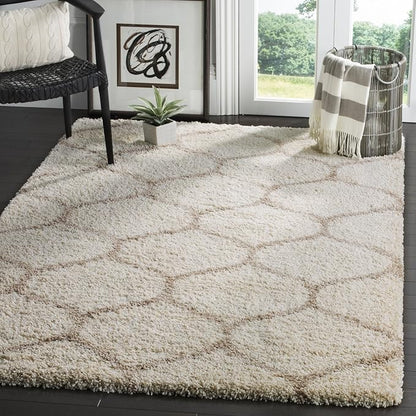 SAFAVIEH Hudson Shag Collection Accent Rug - 2' x 3', Navy & Ivory, Trellis Design, Non-Shedding & Easy Care, 2-inch Thick Ideal for High Traffic Areas in Entryway, Living Room, Bedroom (SGH280C)