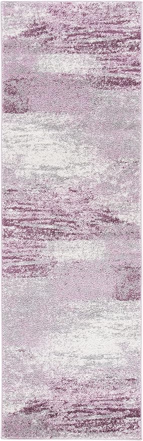 SAFAVIEH Adirondack Collection Runner Rug - 2'6" x 12', Grey & Purple, Modern Abstract Design, Non-Shedding & Easy Care, Ideal for High Traffic Areas in Living Room, Bedroom (ADR112V)