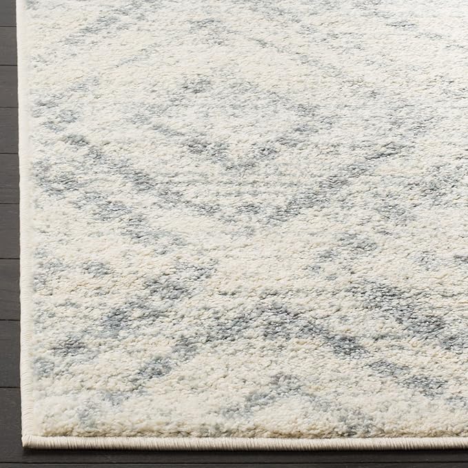 SAFAVIEH Adirondack Collection Runner Rug - 2'6" x 14', Ivory & Light Blue, Modern Diamond Distressed Design, Non-Shedding & Easy Care, Ideal for High Traffic Areas in Living Room, Bedroom (ADR131T)