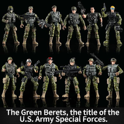 Army Men Action Figures Set, Include 12 Toy Soldiers with Digital Camo and Millitary Weapons-US Army Special Forces Group Toys for Kids Boys, Best Age 4-7 Year Old