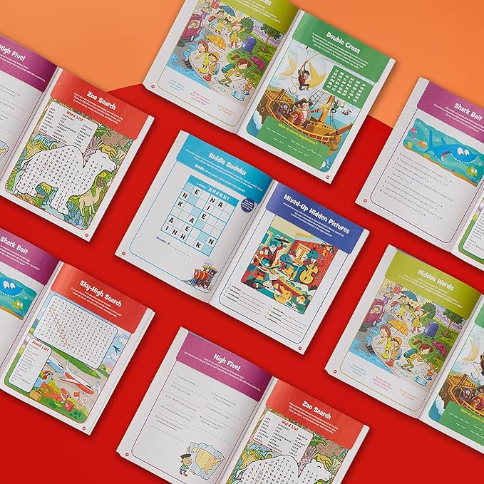 Highlights Puzzle Fun 2022 Puzzle Books for Kids Ages 6 and Up, 4-Book Set of Brain Teasers, Mazes, Word Puzzles and More Travel-Friendly Screen Free Brain-Boosting Activities