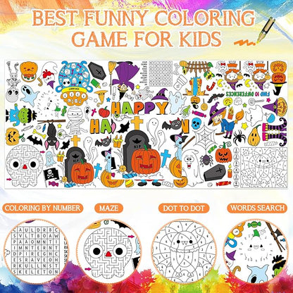 Halloween Giant Coloring Poster for Kids 30 x 72 Inch, Large Halloween Crafts Coloring Paper Tablecloth Banner for Kids, Halloween Color-in Activities Party Games Birthday Party Supplies Decorations